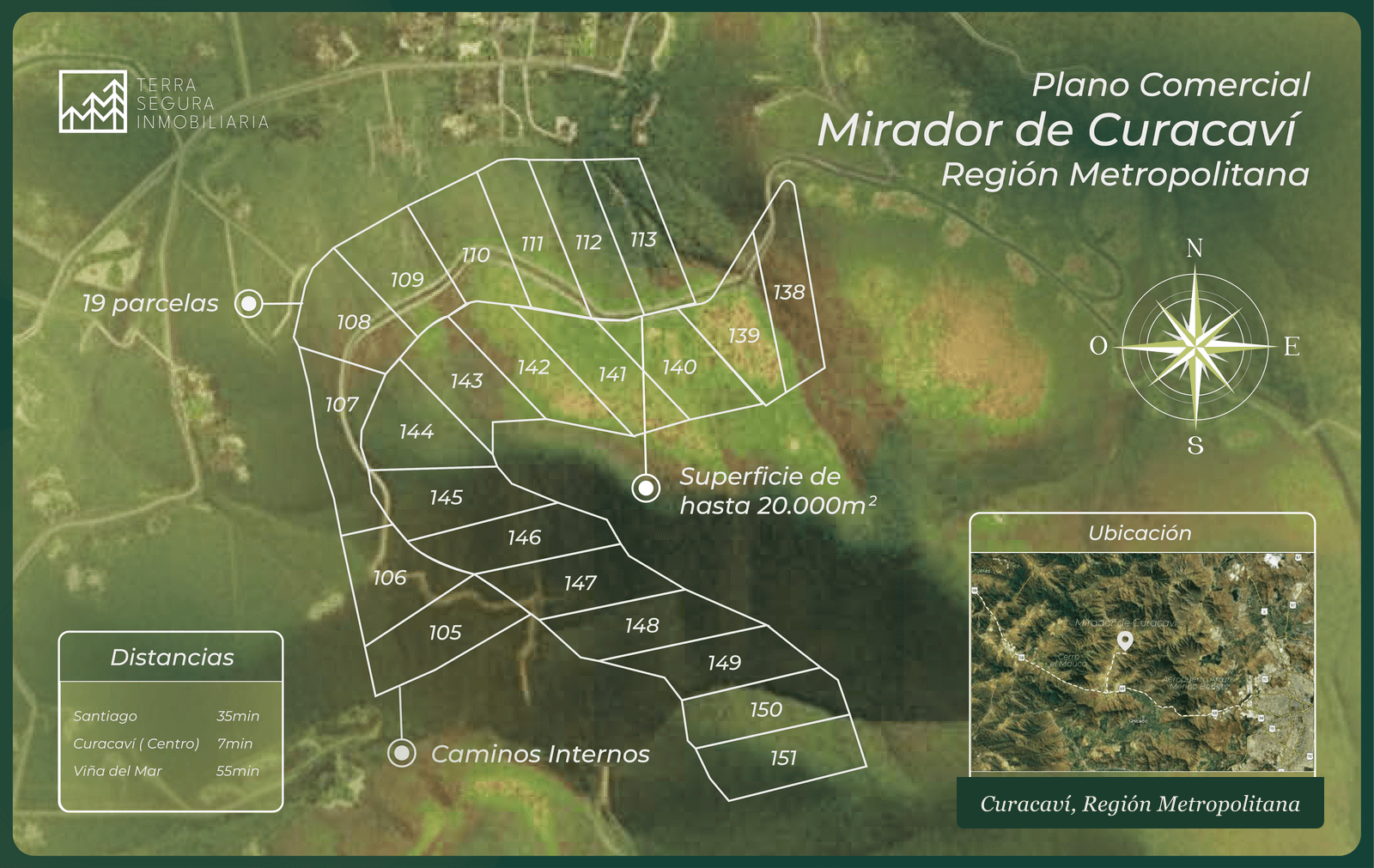 Master plan de Mirador de Curacaví con las 19 parcelas